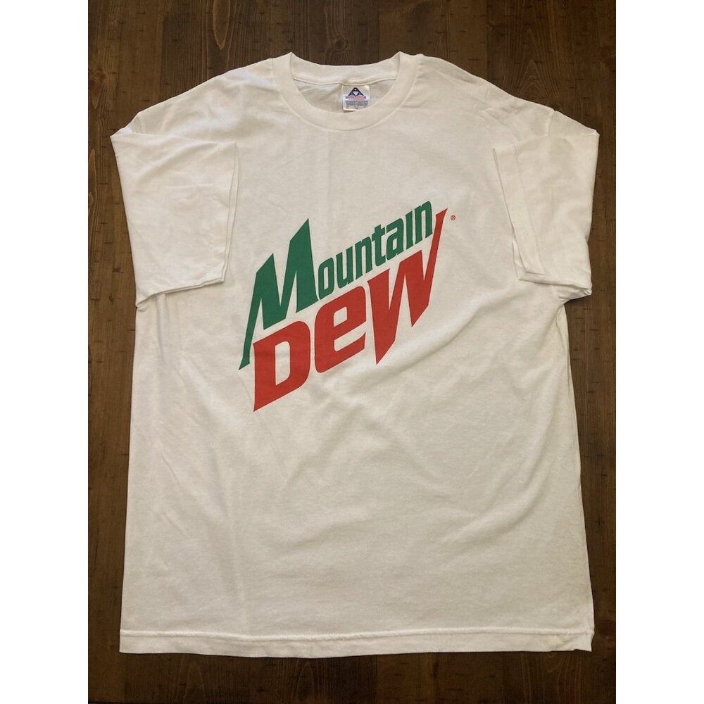 Vintage Mountain Dew Soda Promo T-shirt Mens XL White